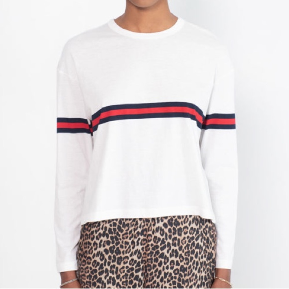 Brandy Melville John Galt White Long Sleeve w/ Stripe